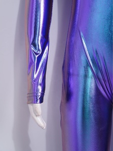 Traje de Danza Iridiscente Metálico de Manga Larga con Cuello Alto y Cremallera Trasera para Niñas, Ideal para Actuaciones Escénicas - Product Image 4