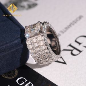 Hip Hop Fine Jewelry Iced Out Emerald Cut Moissanite Diamond <b>Ring</b> for <b>Men</b> Gra Certificate 925 <b>Sterling</b> <b>Silver</b> - Product Image 3