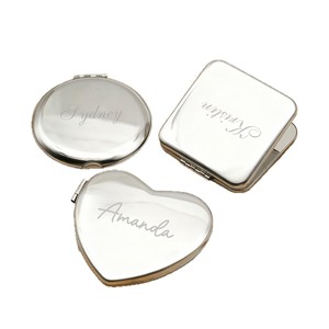 Specchietto Tascabile Personalizzato per Bomboniere Matrimonio, Forma Cuore o Quadrata, Argento, Regalo per Addio al Nubilato - Product Image 6