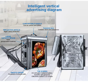โปรโมชั่นกระเป๋าส่งของสำหรับขี่มอเตอร์ไซค์ กระเป๋าเป้สะพายหลัง LED แสดงผลหน้าจอ LED สีสันสดใสแบบไดนามิก กล่องส่งอาหาร 3 มิติ - Product Image 5