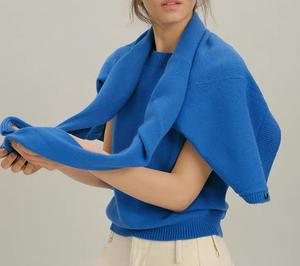 2025 Wholesale Custom Winter New Fashion Cashmere <strong>Cardigan</strong> and Crew Neck Cashmere T-Shirt <strong>Sets</strong> Cashmere <strong>Twin</strong> <strong>Set</strong> - Product Image 5