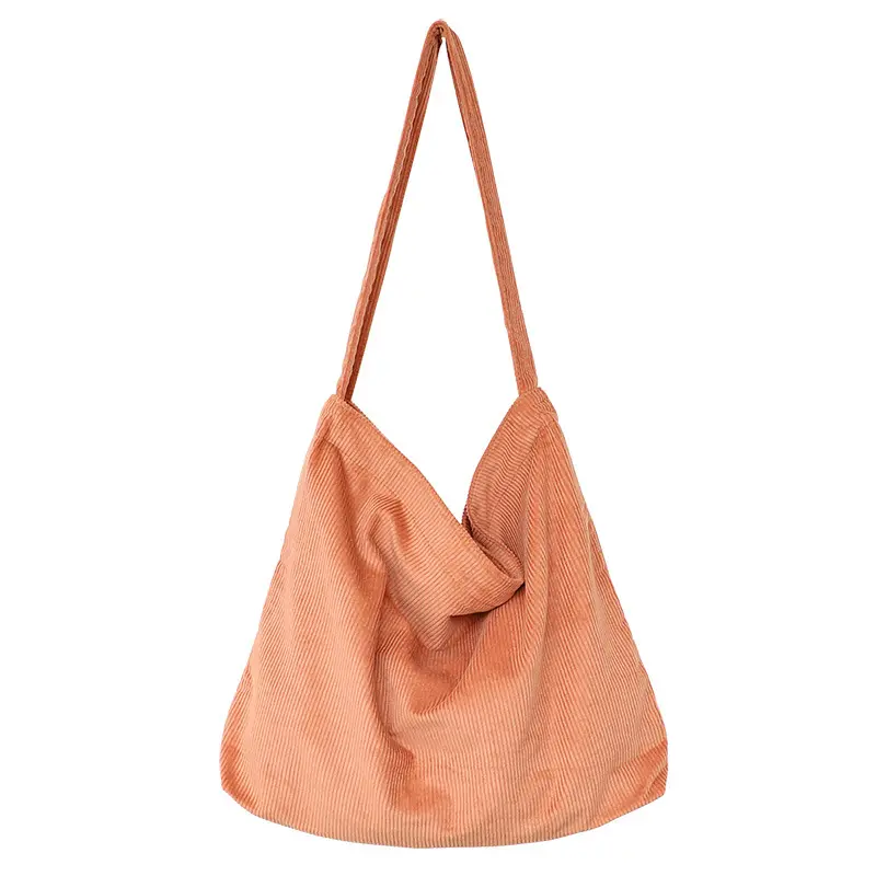 Bolso de mano de pana de gran capacidad para mujer, bolso de compras de un solo hombro para estudiantes y viajeros