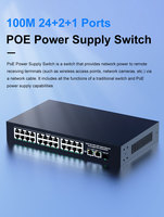 Switch Ethernet réseau non géré 24 ports 10/100M PoE avec 2 ports Uplink Gigabit et 1 port SFP, prise en charge VLAN pour systèmes de vidéosurveillance
