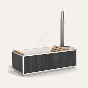 Hachillspa <span class=keywords><strong>Spa</strong></span> extérieur Bain à remous au design moderne avec revêtement en bois massif noir et couvercle de poêle à feu et marche en option - Product Image 1