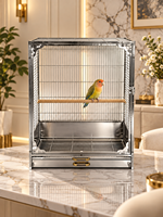Cage à oiseaux en acier inoxydable 304 pour intérieur avec porte de nourrissage verrouillable et plateau amovible
