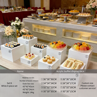 Présentoir en acrylique blanc en gros, ensemble de cubes carrés pour desserts, idéal pour mariages, buffets, gâteaux, événements et présentations de snacks