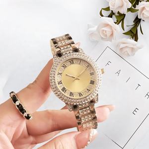 Montre de luxe pour femme 2026 entièrement sertie de diamants, bracelet en acier inoxydable, cadran à chiffres romains, 38 mm, montre-bracelet tendance pour affaires - Product Image 3