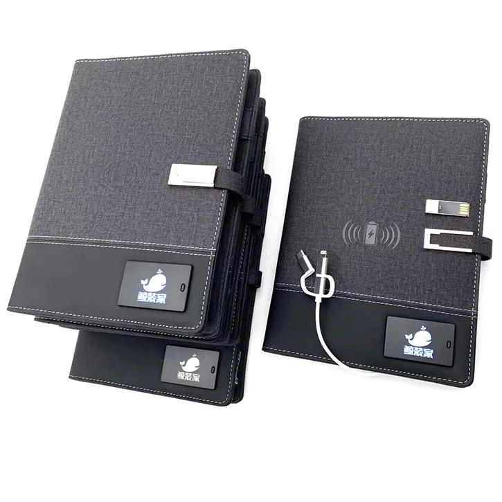 Corporate gift set 8000mAh charger notebook digital planner smart notebook with power bank and usb