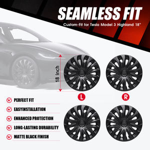 Juego de <span class=keywords><strong>tapacubos</strong></span> negro mate de 18 pulgadas, diseño simétrico, Protector de llanta, cubierta de rueda ABS para 2024 <span class=keywords><strong>Tesla</strong></span> <span class=keywords><strong>Model</strong></span> 3 Highland - Product Image 3