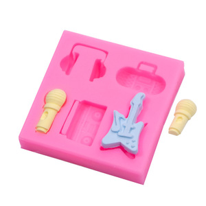 3D auriculares Radio <span class=keywords><strong>guitarra</strong></span> silicona Fondant moldes Diy pastel decoración hornear moldes - Product Image 1