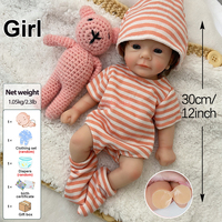 Nouvelle arrivée, petite taille, poupée reborn en silicone de 12 pouces, 30 cm, lavable, poupées interactives pour tout-petits