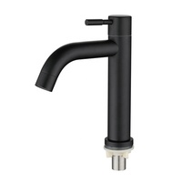 Keran Stainless Steel Modern 304, untuk Vanity kamar mandi hitam tinggi, keran air kecil, keran keramik, inti katup, terpasang di dek