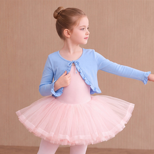 Chaqueta de punto tipo cárdigan para niñas, manga larga, con lazo de diamantes de imitación y volantes, para práctica de ballet en estudio - Product Image 6