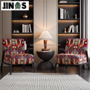 Sillón de ocio Retro de diseño nórdico JINS, sofá individual de madera maciza duradera para dormitorio <span class=keywords><strong>y</strong></span> balcón, silla de arte Monico antiguo medio - Product Image 1
