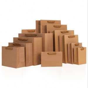 Bolsa de Papel Kraft Grueso con Asa de Cuerda y Logotipo Impreso, Impresión Offset para Ropa, Té, Alimentos, Promoción, Regalos y Empaque - Product Image 1