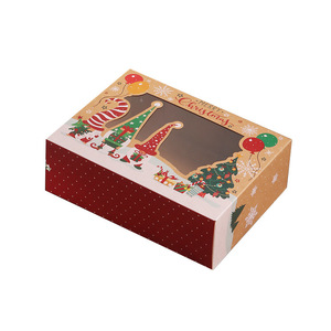Boîte à donuts et cupcakes de Noël pour dropshipping Shopify avec fenêtre transparente, emballage de pâtisserie réutilisable et refermable - Product Image 1