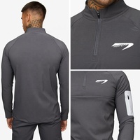 T-shirt de course à manches longues pour homme, col zippé 1/4, séchage rapide, pull athlétique, haut de performance pour l'entraînement, le golf et la randonnée