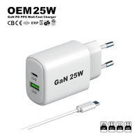 Chargeur mural portable GaN USB-C pour téléphone portable, série PD 20W 25W 30W 45W 65W, charge rapide Type-C, directement de l'usine