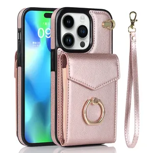 Leather Shockproof Holder Pu Card Case for Iphone 14 13 12 11 for Iphone 15 Pro Case Cardholder Waterproof Phone Case Opp Bag