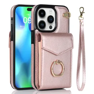 Casing ponsel kulit PU tahan guncangan, casing ponsel kulit PU tahan air dengan tas Opp untuk iPhone 14 13 12 11 15 Pro Max