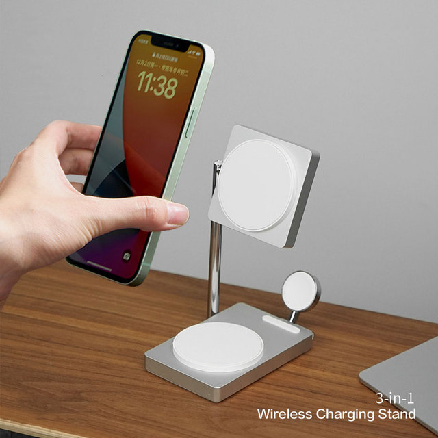 Factory M39 White Aluminum Alloy Qi2 3 in 1 Portable Magnetic Folding Wireless Charger Stand for Apple