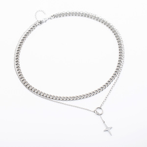 สร้อยคอเหล็กไทเทเนียมแบบมีชั้น จี้รูปดาวแบบโซ่คู่ สำหรับทุกเพศ ใส่ได้ทุกวัน - Product Image 4