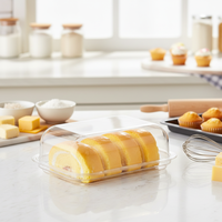 Pot à beurre en acrylique incassable, transparent, de qualité alimentaire, avec couvercle en dôme, sans BPA, résistant à l'humidité, pour la maison, la boulangerie, le restaurant