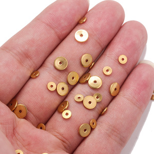 Perles d'espacement plates et rondes en acier inoxydable plaqué or PVD, perles lâches pour la fabrication de bijoux, accessoires de création de bracelets DIY - Product Image 3