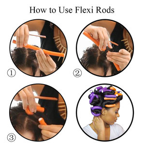 Rizadores de pelo <span class=keywords><strong>sin</strong></span> <span class=keywords><strong>calor</strong></span> de 18cm de longitud, varillas rizadoras <span class=keywords><strong>sin</strong></span> <span class=keywords><strong>calor</strong></span>, herramientas de peluquería DIY, rodillos de pelo de goma con esponja flexible giratoria para dormir - Product Image 3