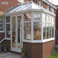 Serre de jardin moderne en alliage d'aluminium avec toit polygonal, double vitrage trempé Low-E pour cour résidentielle