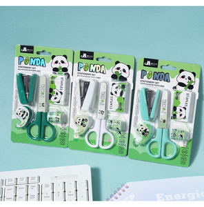 Ensemble de papeterie en métal robuste Panda Bébé six pièces, fournitures scolaires à thème animal mignon, <span class=keywords><strong>agrafeuse</strong></span>, dévidoir de ruban adhésif, 1000 agrafes - Product Image 6