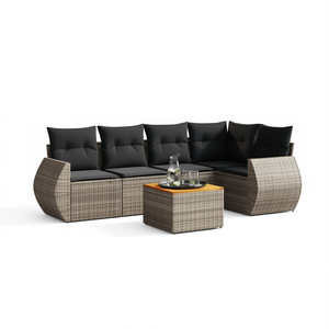 Ensemble de canapés de jardin en rotin gris, mobilier d'extérieur avec housses amovibles, design contemporain, coussins imperméables - Product Image 1
