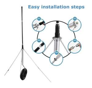 هوائي LHRFLH احترافي GP2 فضي بطول 1/4 موجة، 1~50 واط، <span class=keywords><strong>5</strong></span> نقاط تردد، من سبائك الألومنيوم، جهاز إرسال FM بطول <span class=keywords><strong>8</strong></span> أمتار - Product Image 2