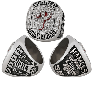 Anillo de Piedras Preciosas del Campeonato de Béisbol de Filadelfia 2008, Joyería de Aleación Plateada al por Mayor con Piedras Creadas en Laboratorio, Unisex - Product Image 4