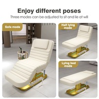 Table de massage et lit facial électrique moderne et réglable 2026 avec base dorée en PVC et design incurvé pour spa de luxe