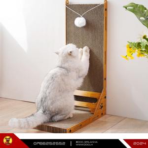 Gros carton ondulé de griffoir de chat mignon en forme de L écologique pour la maison d'arbre de chat d'escalade de chats d'intérieur - Product Image 2