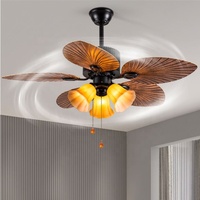 Ventilateur de plafond rétro américain à 5 pales avec éclairage LED de 42 pouces, moteur AC en fer et contrôle à 3 vitesses