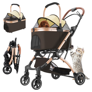 Alüminyum çerçeve EVA tekerlekler ağır katlanabilir taşıyıcı çıkarılabilir tasarım seyahat çözümü kedi köpek evcil hayvan arabası - Product Image 1