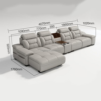 Sofá de Cuero Moderno y Sencillo para Sala de Estar, Combinación Creativa de Muebles con Iluminación LED