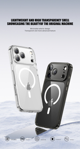 <span class=keywords><strong>Coque</strong></span> arrière rigide magnétique puissante pour iPhone 17 Pro Max, antichoc, compatible avec la recharge sans fil, transparente - Product Image 2