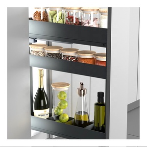 Panier coulissant multifonction à 3 niveaux avec fermeture amortie, design moderne, accessoire d'organisation pour armoire de cuisine, rangement latéral pour assaisonnements 02 - Product Image 2
