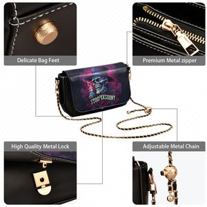 Bolso Bandolera de Piel Sintética PU Personalizado para Mujer, Bolso de Hombro con Solapa y Cadena, Estilo Gótico, Cartera de Viaje - Product Image 4