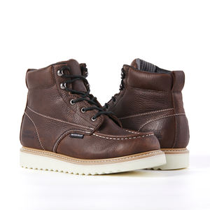 Рабочие ботинки G6258ST с металлическим носком, 6 дюймов, золотистая полнозернистая кожа, водонепроницаемые, нескользящие, на шнуровке, унисекс - Product Image 3