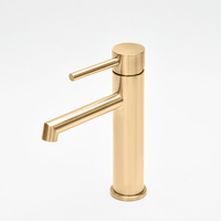 SANIPRO Robinet de salle de bain noir mat en acier inoxydable 304, mitigeur de lavabo monotrou, robinets ronds courts