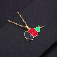 Collier afghan Kuchis en argent avec pendentif drapeau national, unisexe, bijoux en acier inoxydable, bijoux pour femmes