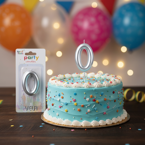 Candela Numero 0 in Argento Peiyong 6cm, Modello 50366 con Motivo 'Buon Compleanno' per Feste, Compleanni, Pasqua, Capodanno e Celebrazioni - Product Image 3