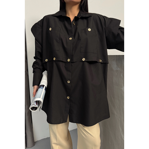 Blusa/Camisa Negra de Diseñador para Mujer - Product Image 4