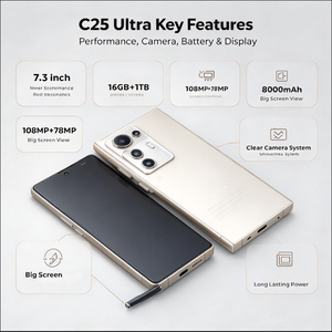 สินค้าใหม่ปี 2026 C25 Ultra ของแท้ ใหม่แกะกล่อง คุณภาพทนทาน ระบบปฏิบัติการ Android 15.0 สมาร์ทโฟนปลดล็อค จัดส่งฟรี - Product Image 4