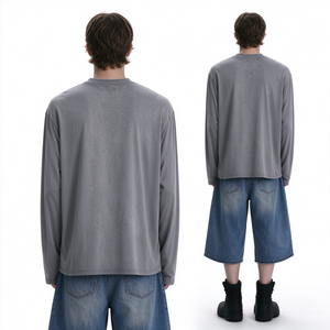 Custom Mens Long Sleeve T Shirt Oversized <b>Vintage</b> <b>Graphic</b> Print <b>Tee</b> Streetwear Loose Fit Casual Cotton Pullover Top <b>Tee</b> TKAN1022 - Product Image 2