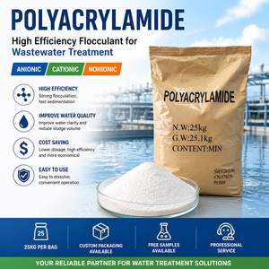 Poliacrilamida Catiónica de Grado Industrial <span class=keywords><strong>PAM</strong></span> para Tratamiento de Aguas, Productos Químicos para Papel, Deshidratación de Lodos Municipales, 25 kg/saco - Product Image 1